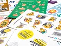 Стикерпаки на бумаге, белой и прозрачной пленке А4, А5, А6