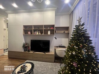 ТВ зона для гостиной, изготовлена на заказ мебельной компанией СтроимШкаф.