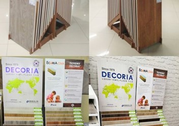DECORIA RUS - Образцы продукции для торговых точек: стенды с щитами на стойках