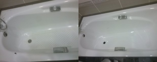 Реставрация стальной ванны акрилом фото до и после