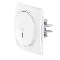 Выключатель скрытой установки CADUCEUS ALING EON, кнопочный, с символом "Свет", с индикацией, 10АХ, 250В~