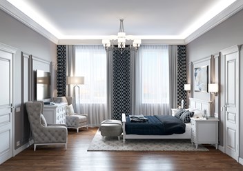 Дизайн спальни в прохладной цветовой гамме