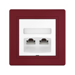 Розетка скрытой установки CADUCEUS ALING PRESTIGE двойная, компьютерная с модулями Keystone RJ45 8P8C, cat.5e, UTP