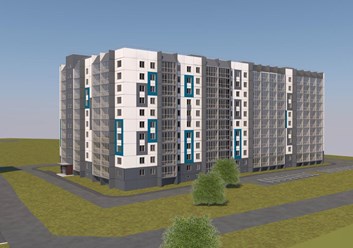 Визуализация новостройки от застройщика вид с дороги, Миасс Макеева 80