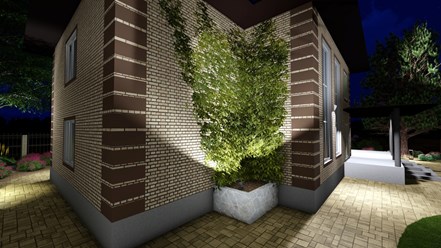 Лист ландшафтного проекта "Для мамы" - визуализация ночной вид