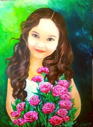 портрет девочки с цветами