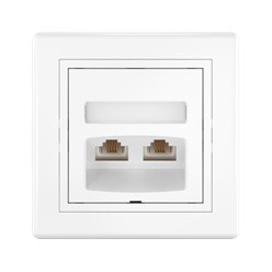 Розетка скрытой установки CADUCEUS ALING PRESTIGE с модулями Keystone 2хRJ12 6P6C cat. 3, двойная, телефонная