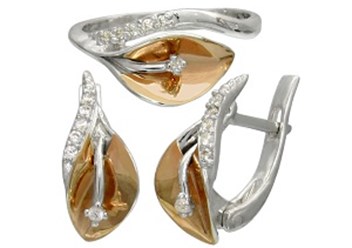 женский ювелирный набор кольцо и серьги