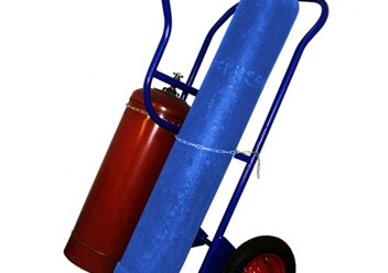 Тележка для транспортировки двух баллонов (кислород, пропан) и газовых шлангов с аппаратурой