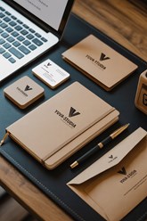 Комплект фирменных аксессуаров.
Всё для бизнеса: брендированные блокноты, ручки, визитки. Создаём фирменные комплекты, которые повышают престиж и узнаваемость вашей компании.