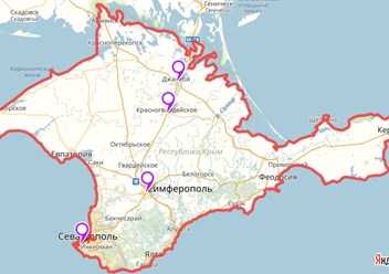 Карта расположения Магазинов Планета Комфорта по городам Крыма.