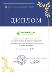 Компания по химчистке мебели и ковров "Двойной удар" является членом Союза компаний индустрии услуг. #союзкомпанийиндустрииуслуг #диплом #членство #двойнойудар #doublestrikemsk #химчисткамебели