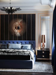 Стильная дизайн проект интерьера спальни в загородном доме в стиле Лофт с элементами минимализма. Разработанный и реализованный дизайн студией интерьеров Артпланнер.
