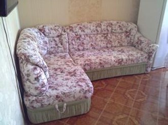 Обтяжка углового дивана флоком