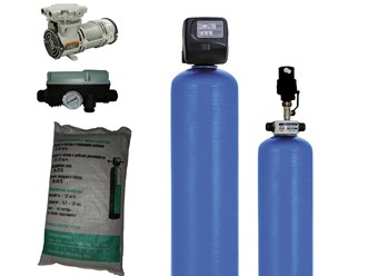 Комплект безреагентной очистки воды от железа, сероводорода с аэрационной колонной, компрессором &quot;АР-2&quot; и автоматикой &quot;Clack&quot;