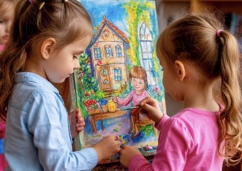 Художественная студия. Занятия для детей по направлению ДИЗАЙН. Роспись изделий из стекла, предметов интерьера, декорирование одежды.
Рисунок, живопись, композиция.