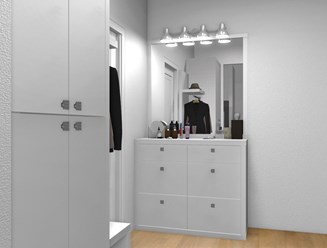 Просторный и светлый холл. Есть стиральная машина.