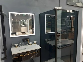 Комплект мебели для ванной комнаты 100 см под заказ - мрамор золото