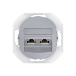 Розетка скрытой установки двойная компьютерная CADUCEUS ALING EON с модулями Keystone RJ45 8P8C, cat.6, UTP, механизм