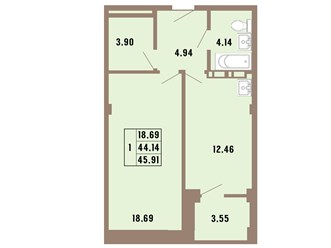 Планировка 1 комнатной квартиры