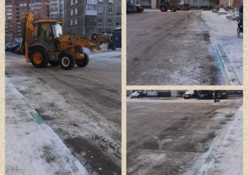 Механизированная уборка территории ТСЖ с вывозом снега на полигон.