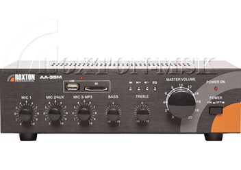 AA-35M Трансляционный усилитель  35 Вт, 2 лин. / 3 микр. входа, встроенный mp3-плеер для воспроизведения музыки с USB-накопителя и SD-карт.