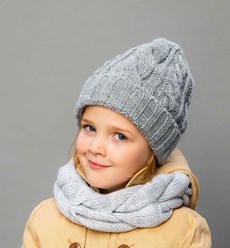 Новая Коллекция &quot;Осень-Зима с Selfiework&quot; Детская шапка для девочки,  утепление: Хлопковая (Трикотажная),Цвета в упаковке: серый, светло-серый, синий, черный, молочный,  Р-р: 52-54; возраст: от 4 лет