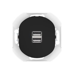 Розетка скрытой установки CADUCEUS ALING EON USB тип A для зарядки устройств, двойная, 2,1А, 5В=, 250В~, механизм