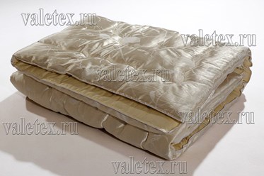 Зимнее одеяло Премиум класса в светло-желтоватом атласе с однотонным сатином с чёсаной хлопковой ватой внутри
