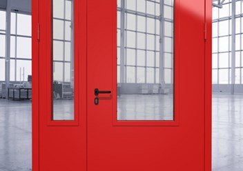 Противопожарные двупольные двери с остеклением до 25%