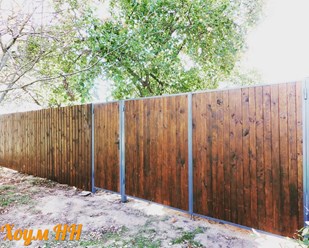 Забор, ворота, калитка деревянные на металлокаркасе