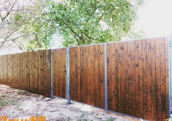 Забор, ворота, калитка деревянные на металлокаркасе