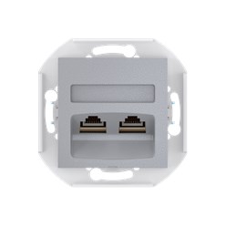 Розетка скрытой установки CADUCEUS ALING PRESTIGE двойная, компьютерная с модулями Keystone RJ45 8P8C, cat.5e, FTP, механизм