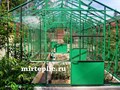 Стеклянная теплица АСГ большая с внутренней перегородкой в зеленом цвете RAL