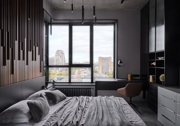 Дизайн и реализация спальни в стиле лофт с двумя рабочими местами