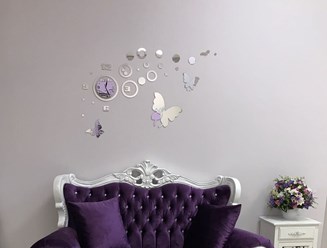 Зеркальные настенные часы "Зеркальные круги" и декор "Бабочки" Больше моделей на нашем сайте: http://ideyadecora.ru/