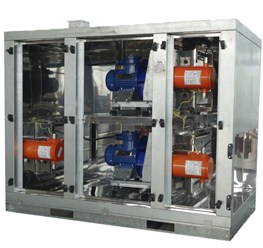 Приточно-вытяжная машина SEL-EX. Клапаны с приводами в оболочке, надёжные двигатели вентиляторов, сертифицированная огнестойкость, оперативная и чёткая работа по снабжению производства воздухом.