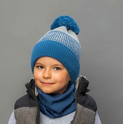 Новая Коллекция &quot;Осень-Зима с Selfiework&quot; Детская шапка для мальчика на флисе; 70% акрил/30% шерсть, Цвета в упаковке: синий и черный; Р-р: 52-54; возраст: от 4 лет