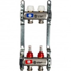 STOUT Коллектор из нержавеющей стали для радиаторной разводки 2 вых.