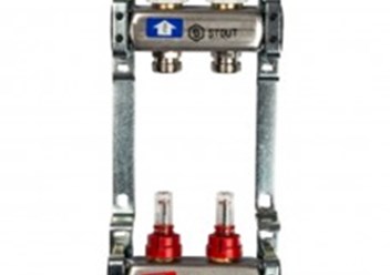 STOUT Коллектор из нержавеющей стали для радиаторной разводки 2 вых.