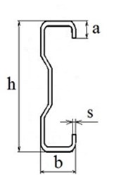 Профиль сигма-образный из оцинкованной или горячекатаной стали тонкостенный гнутый толщиною от 1,2 мм до 4,0 мм