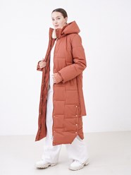 Пуховик женский зимний длинный с капюшоном и фигурной стежкой