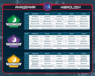 Это расписание нашей академии, образовательный формат для детей дошкольного возраста, у нас они получают знания и узнают все что им понадобиться в школе.