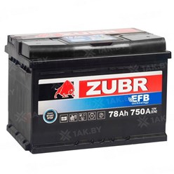 Аккумулятор ZUBR EFB (78 A/h), 750A R+