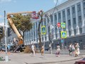 Удаление деревьев на Красной площади города Курска
