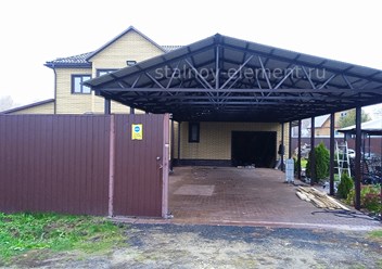 Двухскатный навес из профнастила 6х15 м