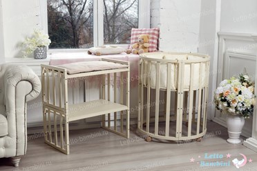 Овальная кроватка - трансформер "Letto Bambini Elegante" 8-в-1 (Ivory/слоновая кость)