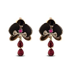 Серьги золотые из коллекции Black Orchid