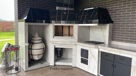 Угловая Барбекю зона с навесом под ключ от компании «Печи Навесы»