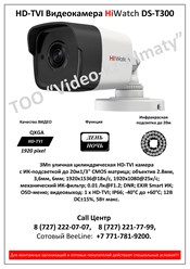 HD-TVI Видеокамера HiWatch DS-T300